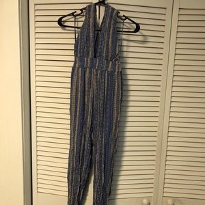 Blue crinkle jumpsuit